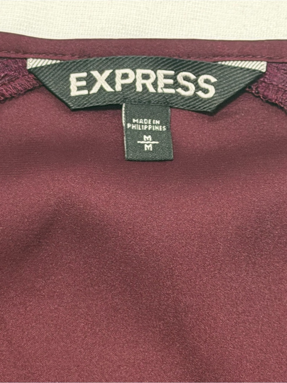 Express Women's V-Neck Burgundy Lace-Trim Top - Picture 2 of 9